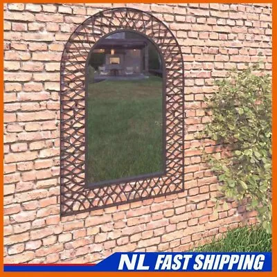 Best! Garden Wall Mirror Arched 50x80cm Black Outdoor Window Illusion Decor • £62.89