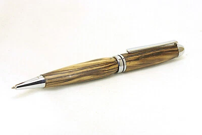 £11.99 • Buy Hand Crafted Zebrano Wood Ballpoint Twist Pen Black Ink - Handmade Wooden