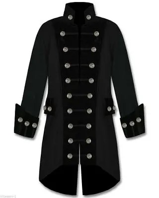 Handmade Steampunk Velvet Trim Vampire Goth Jacket Pirate Coat For Men • $54.99