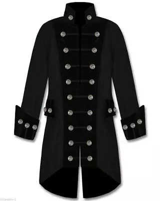 Steampunk Velvet Trim Vampire Goth Jacket Pirate Coat Handmade For Men • $79.99