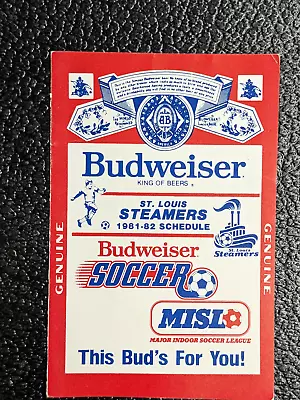 St. Louis Steamers 1981-1982 Pocket Schedule Budweiser MISL • $2