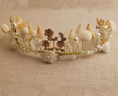 Women Mermaid Sea Conch Shell Metal Gold Hair Band Headband Crown Tiara • $18.13