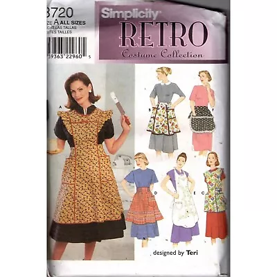 Retro Costume Collection Apron Sewing Pattern  Simplicity 8720   Uncut • $6.85