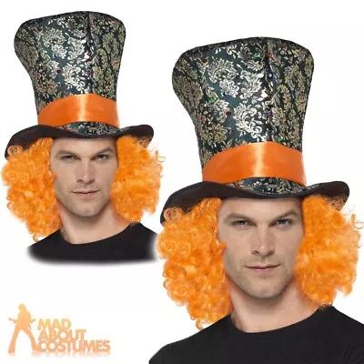 £11.49 • Buy Adult Mad Hatter Top Hat With Hair Alice Book Week Day Fancy Dress Accessory New