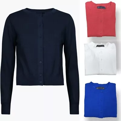 £15.99 • Buy Ex M&S Cardigan Short Ladies Cotton Cardi Jumper Knitted Button Sweater Top P2