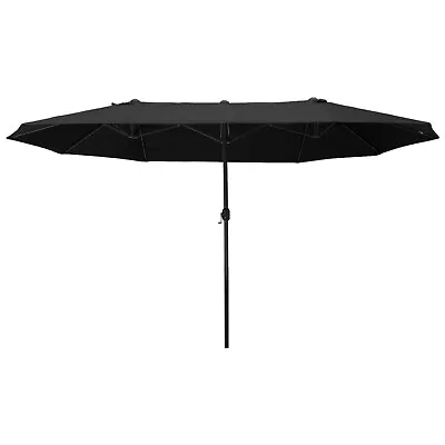 Outsunny 4.6M Garden Patio Umbrella Canopy Parasol Sun Shade W/o Base Black • £71.99