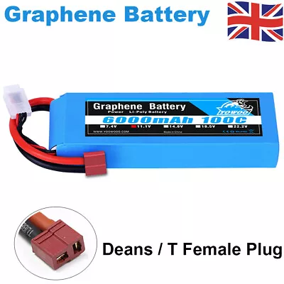 Yowoo 11.1V 3S 6000mAh 100C Dean Graphene Lipo Battery For RC Airplane Drone Car • £45.39