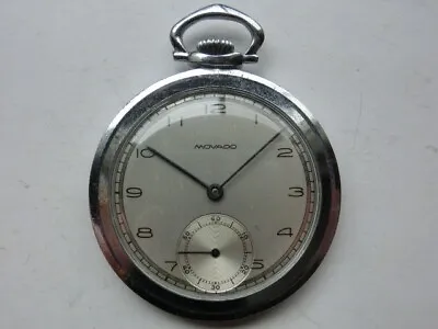 MOVADO Vintage Pocket Watch Mechanical SS Retro 1960's Open Face Swiss • $351.65