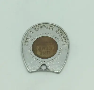 Cook's Service Station Manchester Green Connecticut 1947 Wheat Penny Key Chain • $13.96