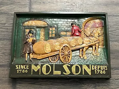 Vintage 27.5 X 19  Molson Since Depuis 1786 3D Foam Sign Plaque Man Cave Bar • $59.40