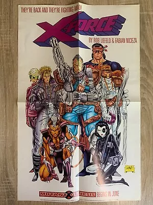 Vintage 1991 Marvel X-Force Mutant Genesis Promo Poster 14  X 22  Unused Folded • $6