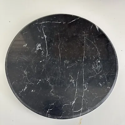 Vintage Black Marble Round Top Beveled Edge 9.75” • $45