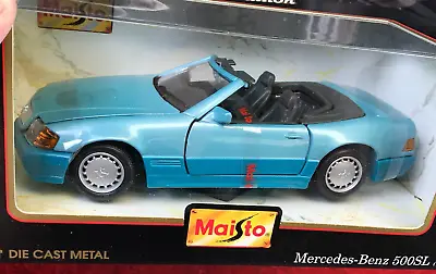 NEW IN BOX Diecast Car Maisto Special Edition BLUE 1989 MERCEDES-BENZ 500SL 1:24 • $26.10