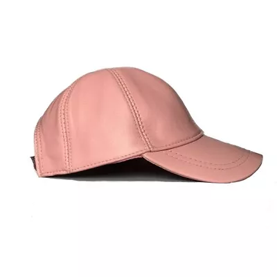 Pink Leather Cap. Genuine Lambskin Leather Baseball Cap Hat Visor • $24.99