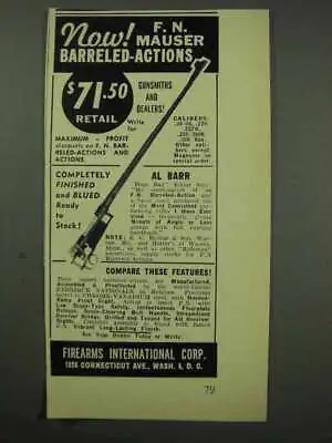 1950 F.I. Ad - F.N. Mauser Barreled-Actions • $19.99