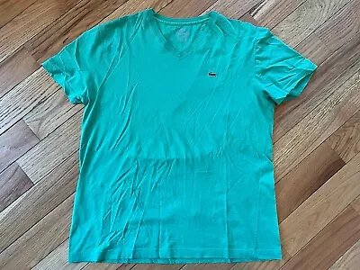 Lacoste 100% Pima Cotton V-Neck T Shirt Men’s Size 6/Large Light Green • $15