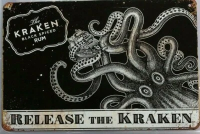 $10 • Buy KRAKEN RUM Rustic Look Vintage Tin Metal Sign Man Cave, Shed-Garage & Bar Sign