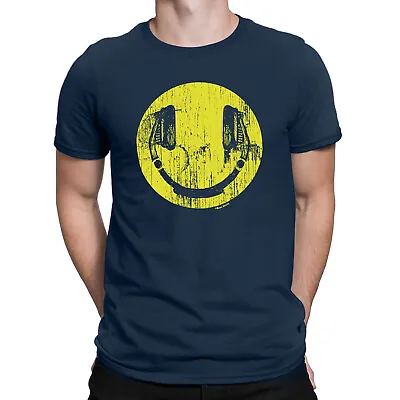 £10.45 • Buy HEADPHONES FACE Mens ORGANIC T-Shirt Music DJ Clubbing Fun Festival Tee Eco Gift