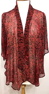 £7 • Buy Pretty Chiffon Top Shop Kimono/Jacket Lightweight Cover Up Black/Red Size8