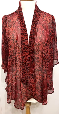 £7 • Buy Pretty Chiffon Top Shop Kimono/Jacket Lightweight Cover Up Black/Red Size8