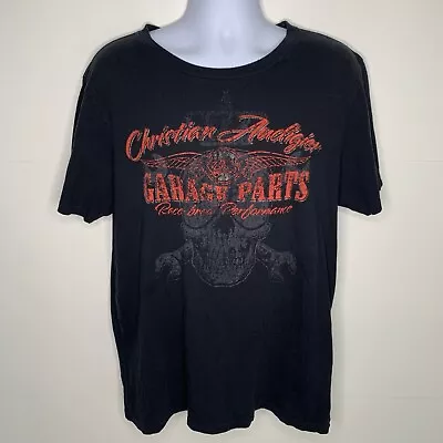 Ed Hardy Christian Audigier Garage Parts T Shirt Black  Race Bred  Size Large • $37