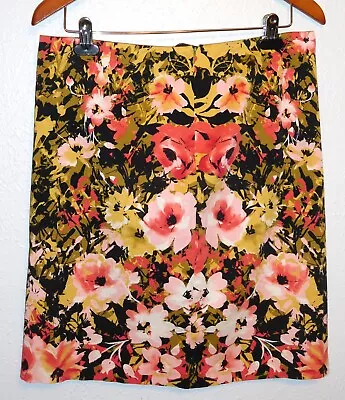 J. Jill Women's Size 10 Stretch Cotton Floral Straight-Cut Skirt • $17
