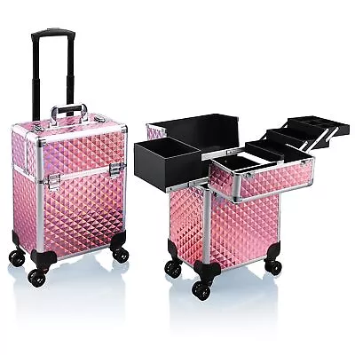 Stagiant Rolling Makeup Train Case Large Cosmetic Suitcase Trolley Makeup Lug... • $122.68