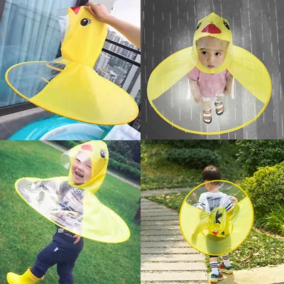 Children Boy Girls Umbrella Raincoat Cartoon Duck Rain Hat Foldable Portable Lf • £6.83