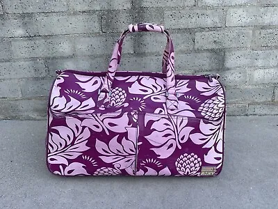 Vintage Roxy Quicksilver Floral Travel Luggage Rolling Duffle Bag Leather Surf • £75.99