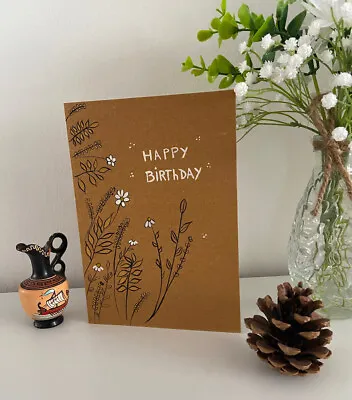 £2 • Buy Hand Painted Watercolour And Gold Pigment Birthday Card With Envelope 