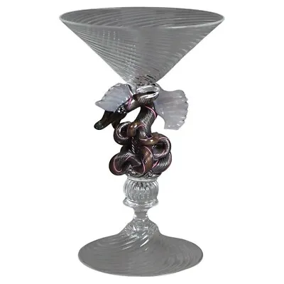 Antique Venetian Figural Dragon Art Glass Goblet By Wm Gudenrath Circa 1920 • $360