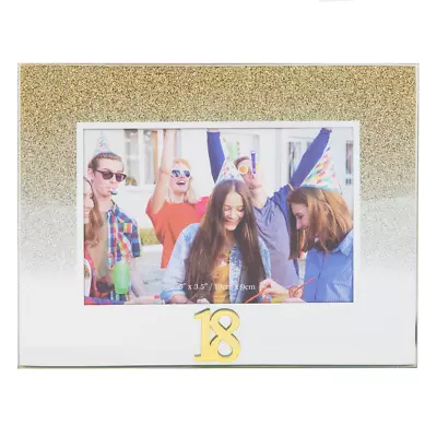 Gold Glitter 18th Birthday Glass Picture Frame With Acrylic Letters - 5  X 3.... • £5