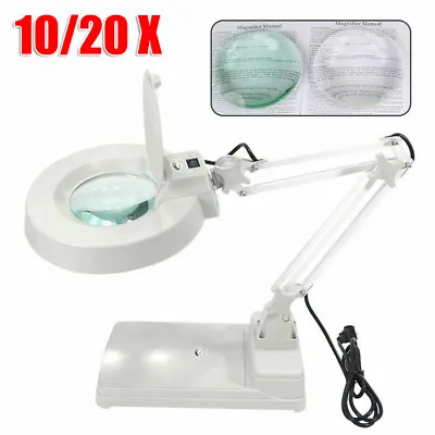 Adjustable Magnifier LED Table Clamp Lamp Magnifying Glass Desk Reading Lamp • $59.99