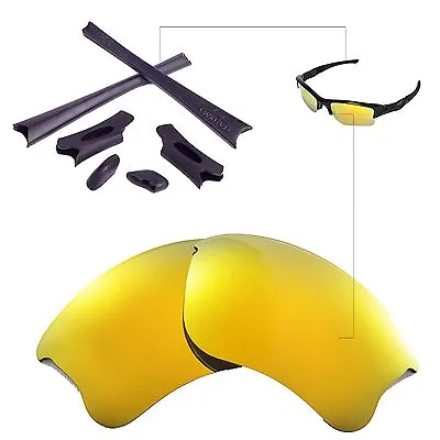 New WL Polarized 24K Gold Lenses And Black Rubber Kit For Oakley Flak Jacket XLJ • $13.99