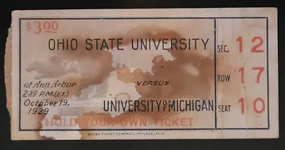 1929 Michigan Vs Ohio State Football Ticket Stub • $69.95