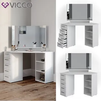 £180 • Buy Dressing Table Corner Make-up Table Vanity Desk Sofia White Mirror Vicco