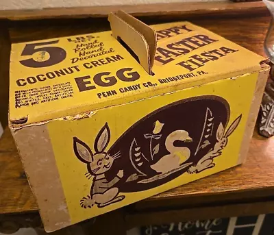 Vintage Fiesta Easter Coconut Cream Egg Candy Box - Penn Candy Co Bridgeport PA • $16.99