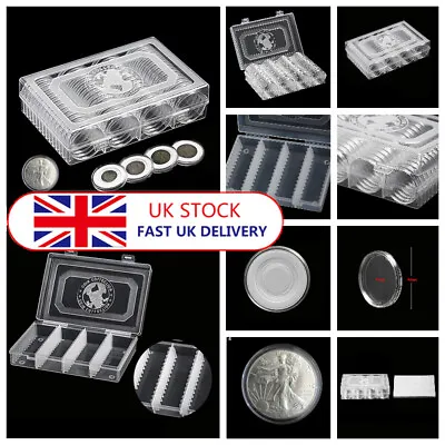 60-600PCS Plastic Coin Capsules Cases 41mm [ £5CROWN1oz Silver ] & Storage Box • £89.99