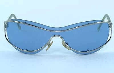 *Vintage* 1990s CHANEL Sunglasses/Blue Monolens Shield/4028 • $15.50