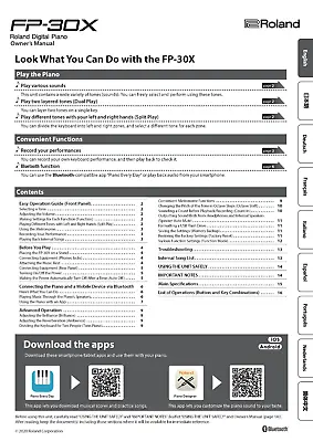 Roland FP-30X Owners Manual User Guide Instructions COIL BOUND 24 Pages • $34.10