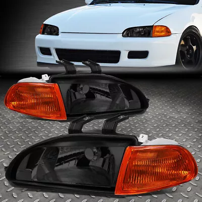 For 92-95 Honda Civic Smoked Housing Amber Corner Headlight Replacement Lamps • $67.88