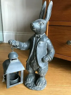 £48.95 • Buy Cast Iron Style Hare Lantern Figurine Ornament Decoration Rabbit Tea Light