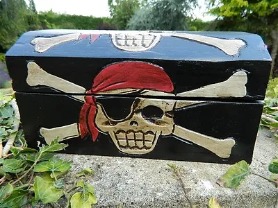 £19.99 • Buy Pirate Chest Treasure Chest Wooden Storage Box - Medium In Black