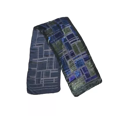 Ladies Viscose Silk Blend Green Blue Purple Velvet Burnout Rectangle Scarf • $11.25