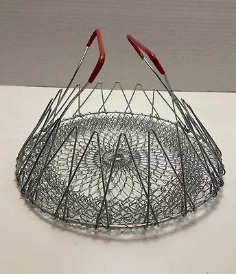 Vintage Collapsible French Wire Mesh Egg Fruit Basket With Handles • $19.50