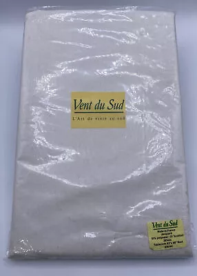 NIP French Vent Du Sud Linen Blend Tablecloth  Rect 63”x98” Creme Embroidered • $75