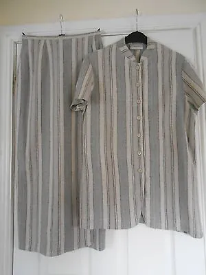 Stripe Patterned Nehru Style Jacket And Long Skirt  Size  10 • £14.99