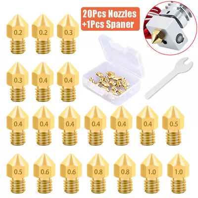 20PACK MK8 Extruder 3D Printer Nozzle Kit For Creality CR10 Ender 3 Pro Ender 5 • $9.33