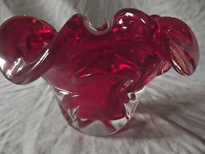£85 • Buy Whitefriars Glass Lobed Ruby Red Vase  By Geoffrey Baxter 