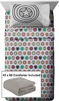 Marvel Avengers Pop Twin Size Sheet Set - 3 Piece Set With Gray 43x60 Comforter • $29.99